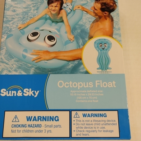 NWT (NEW) Sun & Sky Octopus Float For Children 53" X 29" - Picture 4 of 6